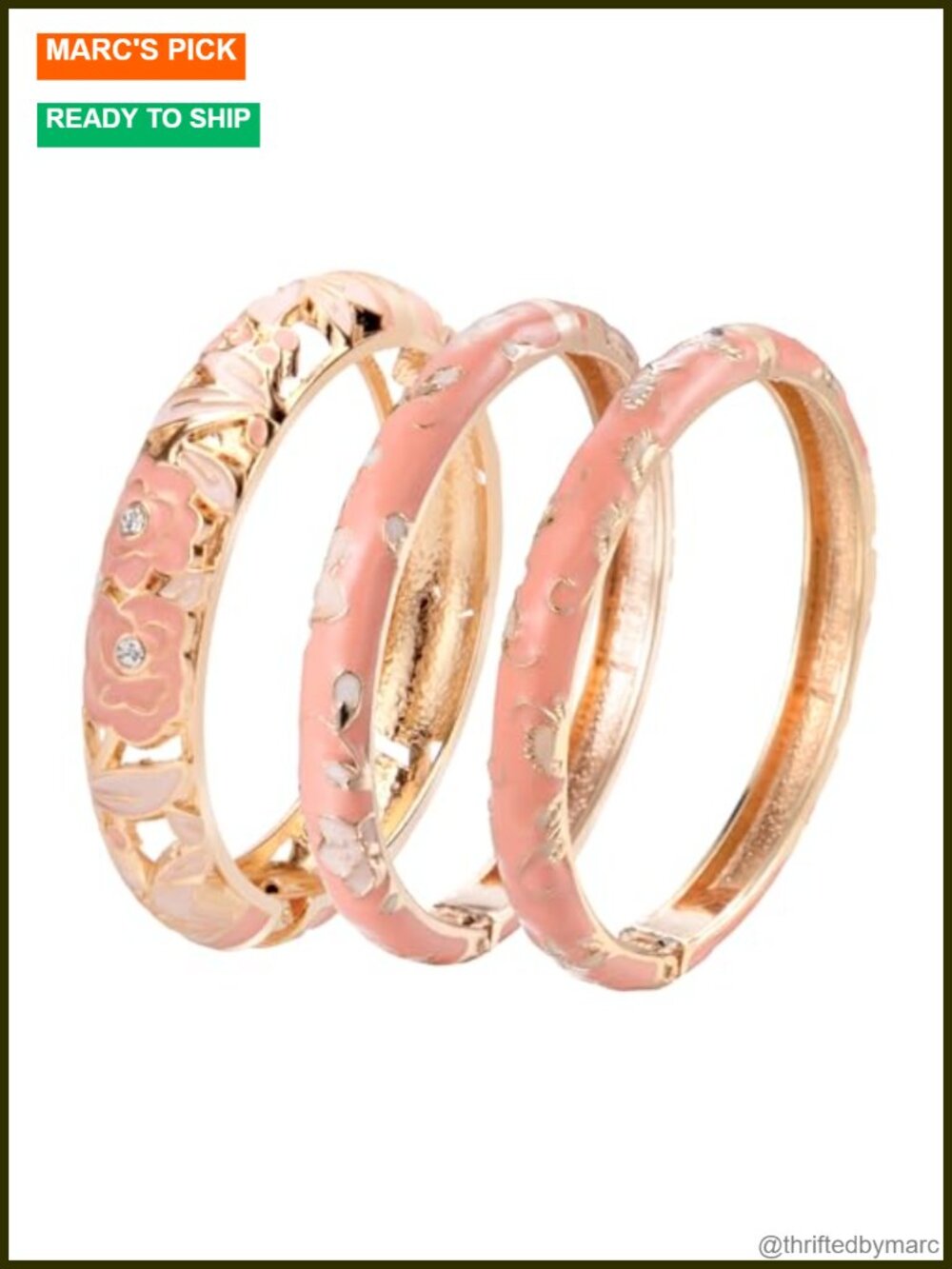 Cloisonne Enameled Hinged Cuff Bangle Set 2pc Women Bracelets